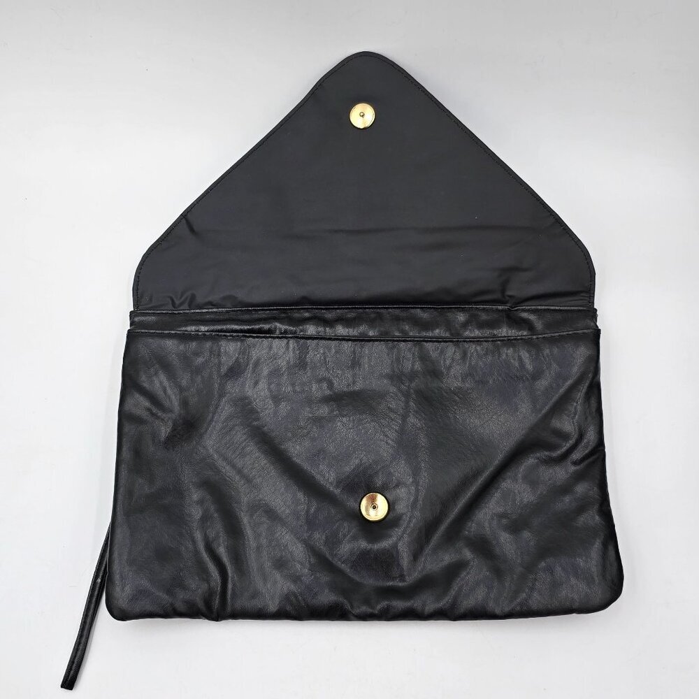 Vintage Pacific Connections Black Vegan Leather Clutch Bag w/ Bow Accent - Picture 5 of 11